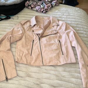 Size small pink suede, zip up jacket